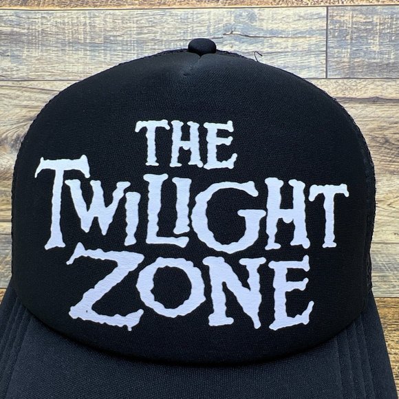 The Twilight Zone Mens Trucker Hat Black Snapback 60s Logo Rod Sterling Ball Cap - Picture 3 of 8